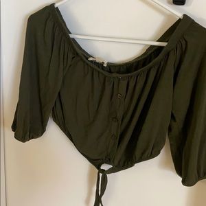 Pacsun olive  green medium crop top